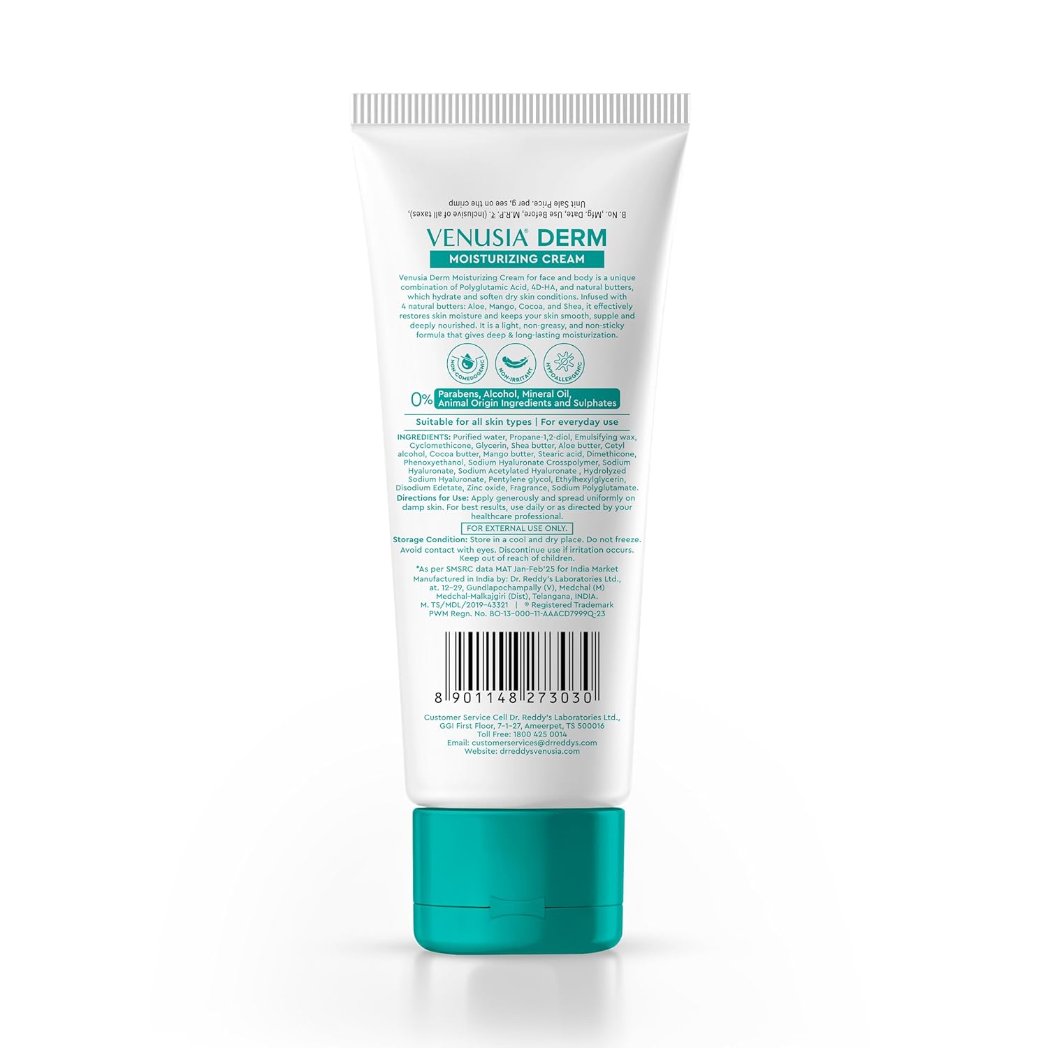 Venusia Derm Moisturizing Cream | Enriched with 4 natural butters, 4D Hyaluronic Acid & Polyglutamic Acid | Clinically Proven to hydrate & soften dry-skin conditions | For Face & Body |No.1 Dermatologist Recommended Brand | 75 g ( Pack of 3 )