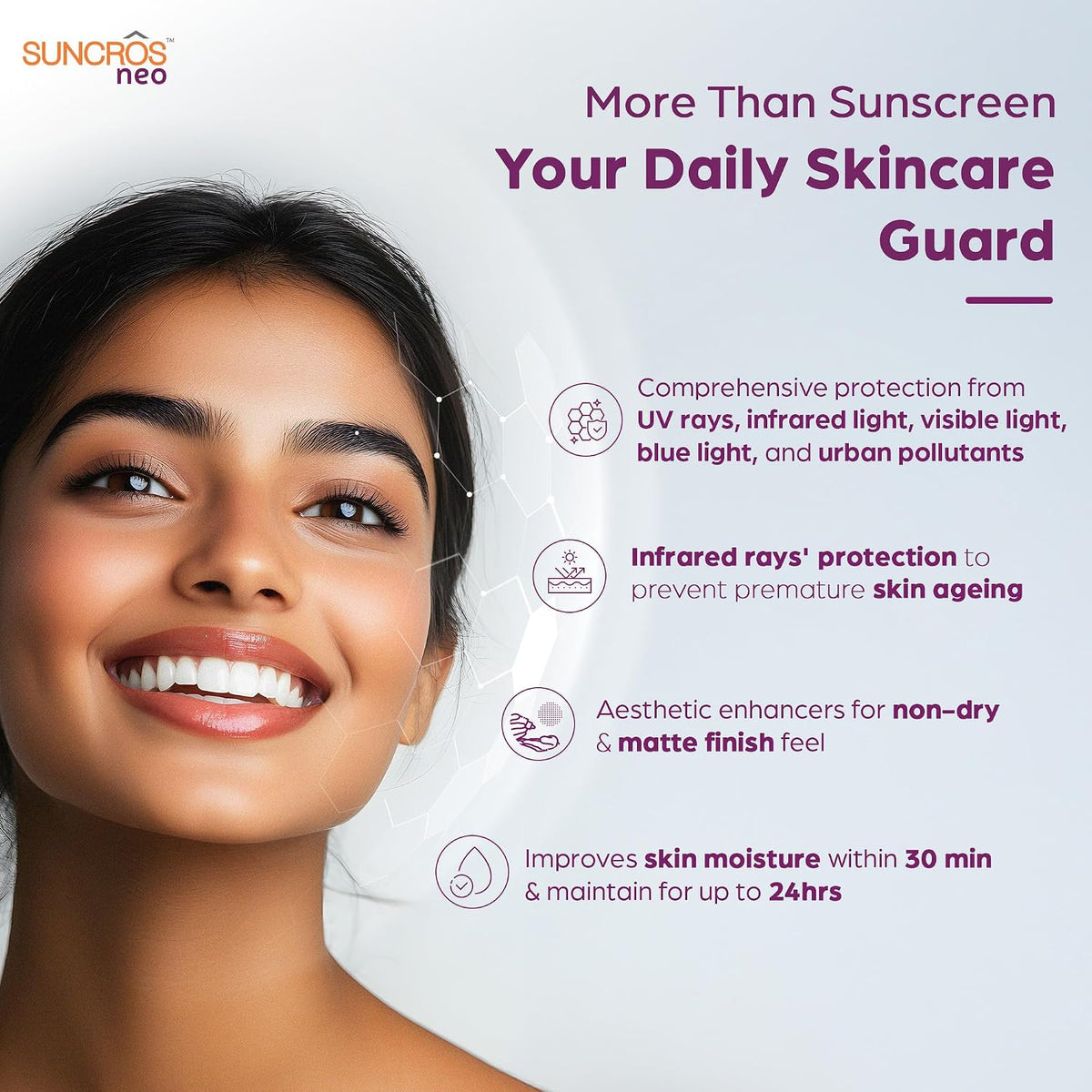 Suncros Neo Generation Sunscreen Gel, SPF 75+ & PA+++, 12-Hour Sun Protection, Sweat & Water-Resistant, Hydrating, Lightweight, ParabenFree, Hyperpigmented Skin, 50g