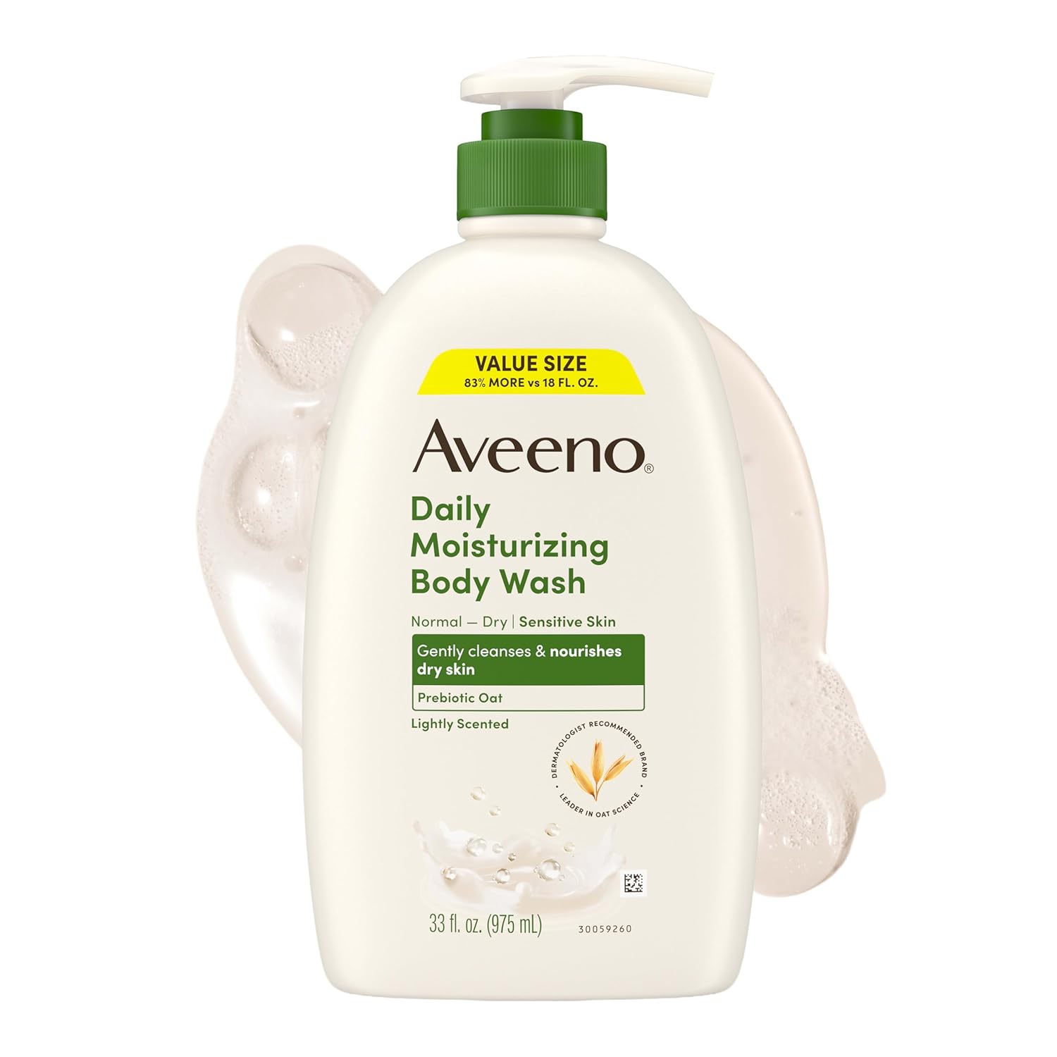 Aveeno Daily Moisturizing Body Wash with Soothing Oat, Creamy Shower Gel, Soap-Free and Dye-Free, Light Fragrance for Sensitive skin