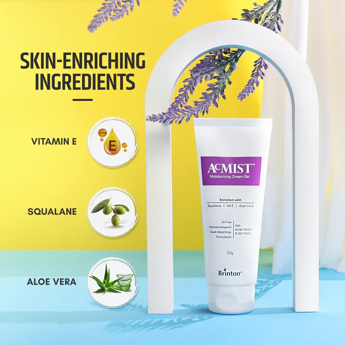 AcMist Face Moisturizing Cream Gel for Acne Prone & Oily Skin | Enriched with Vitamin E, Aloe Vera & Squalane | Oil-free, Non Comedogenic & Quick Absorbing Formulation | For All Skin Types