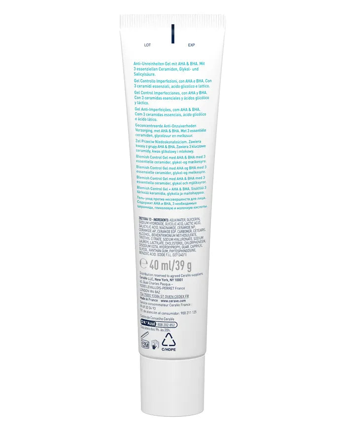 CeraVe Blemish Control Gel with 2% Salicylic Acid and Niacinamide, Treats Blemish-Prone Skin By Reducing Acne and Blackheads. Acne Spot Treatment Gel Minimises Pores & Prevents Breakouts, 40ml