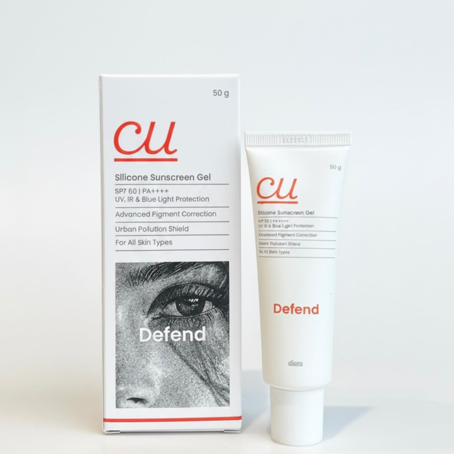 CU Silicone Sunscreen Gel, SPF 60 PA++++, UV IR Blue Light Protection, Pigment Correction, 50g