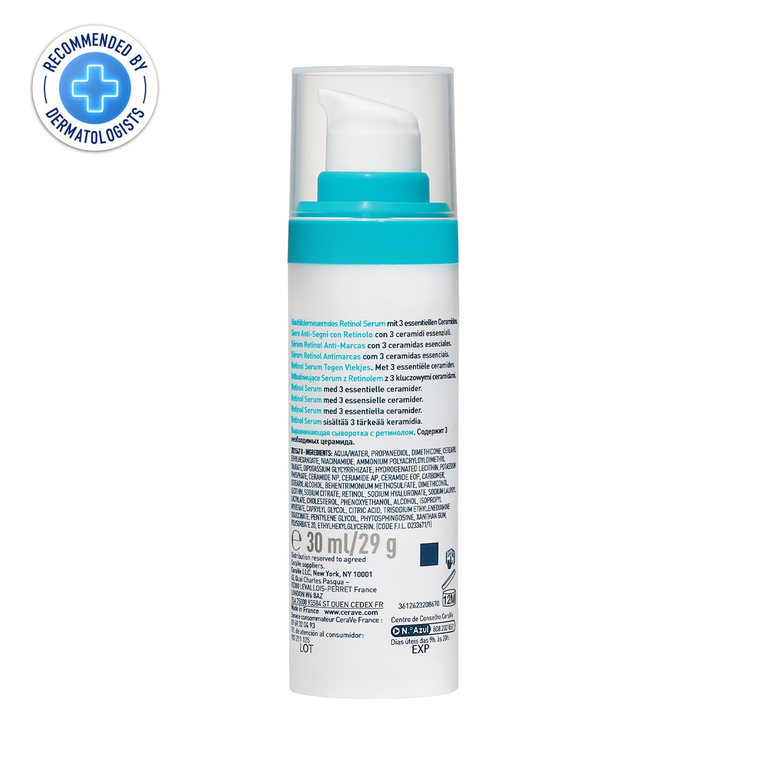 CeraVe Resurfacing Retinol Serum For Blemish-Prone Skin, Reduces Post Acne Marks & Pores, Formulated with Licorice Root Extract & Niacinamide, Non-Comedogenic, 30ml