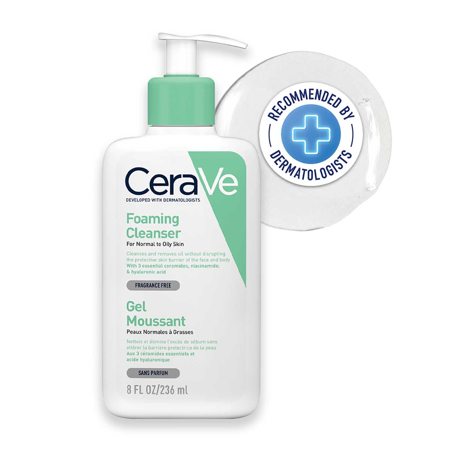 CeraVe Foaming Cleanser For Normal To Oily Skin - Dermatologist-Developed Facewash | Non-Comedogenic And Fragrance-Free Cleansers For Acne-Prone Skin