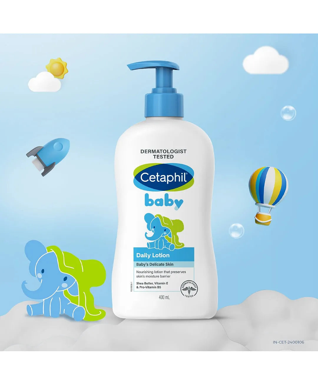 Cetaphil Baby Daily Lotion, Suitable for baby’s delicate skin, Shea Butter and Vit E, Dermatologist Tested and Pediatrician Recommended, 400 ml