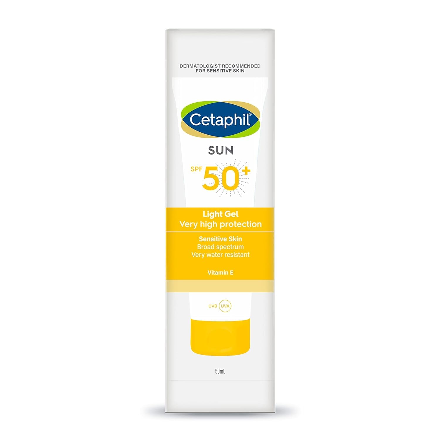 Cetaphil Sun SPF 50 Sunscreen For Combination Skin Type, Very High Protection Lightweight Gel, Water-resistant, Vitamin E, 50 ml