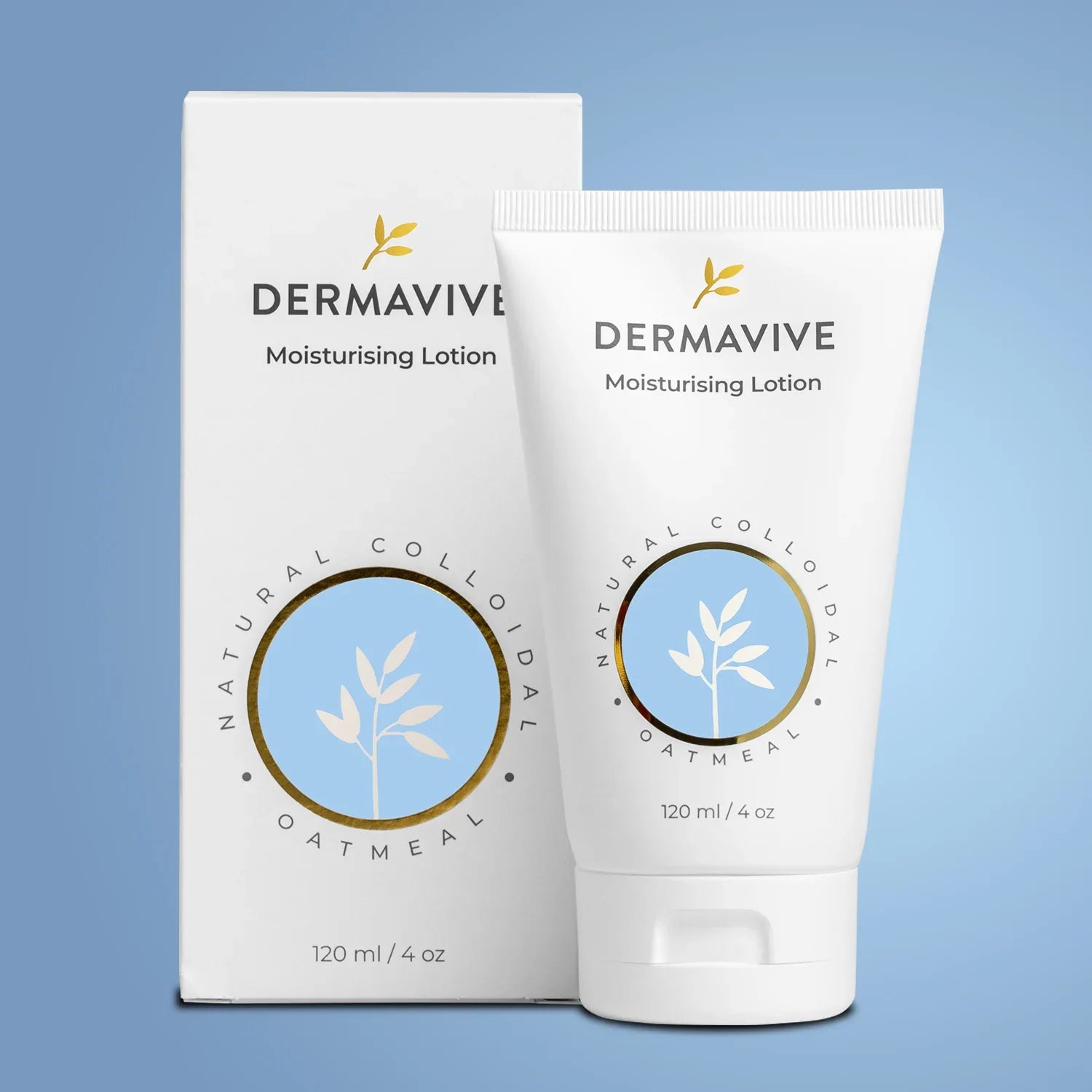 Dermavive Moisturising Lotion, 120 ml | Colloidal Oatmeal, Sodium PCA & Vitamin E Body Lotion | pH Balanced Face & Body Moisturiser for Dry, Sensitive Skin | Non-Greasy Daily Hydration | For Men & Women