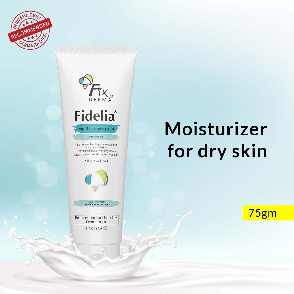Fidelia Moisturizing cream | Daily Moisturizer for Dry & chapped skin | Provides Hydration and Moisturization, Non-Comedogenic & Non-Greasy formulation - 75 gm