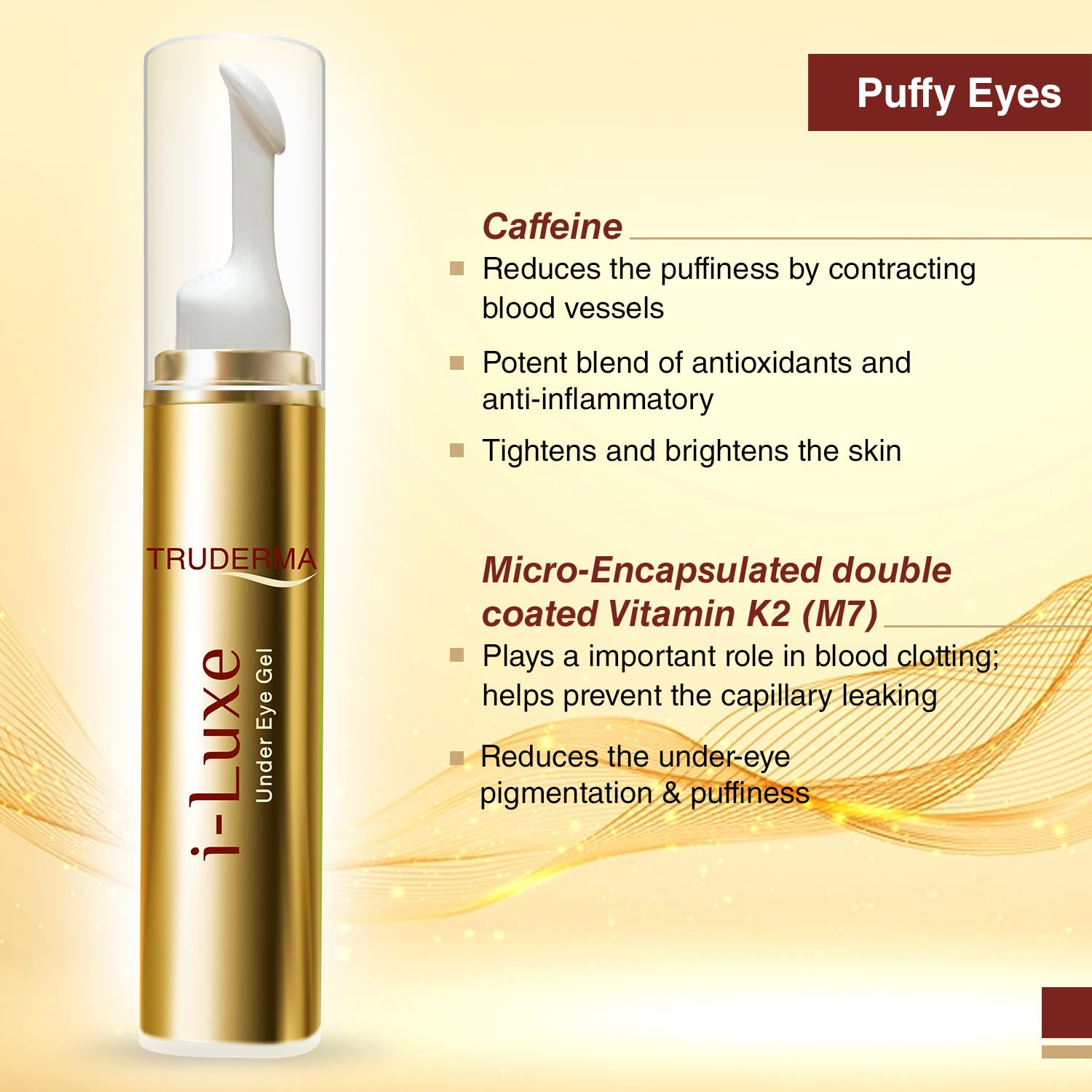 Truderma i-Luxe Under Eye Gel | Reduces Dark Circles, Puffiness, Crow's Feet & Fine Lines | Hydrating & Anti-Aging Formula | 15ml - Skiynse Dermatologique