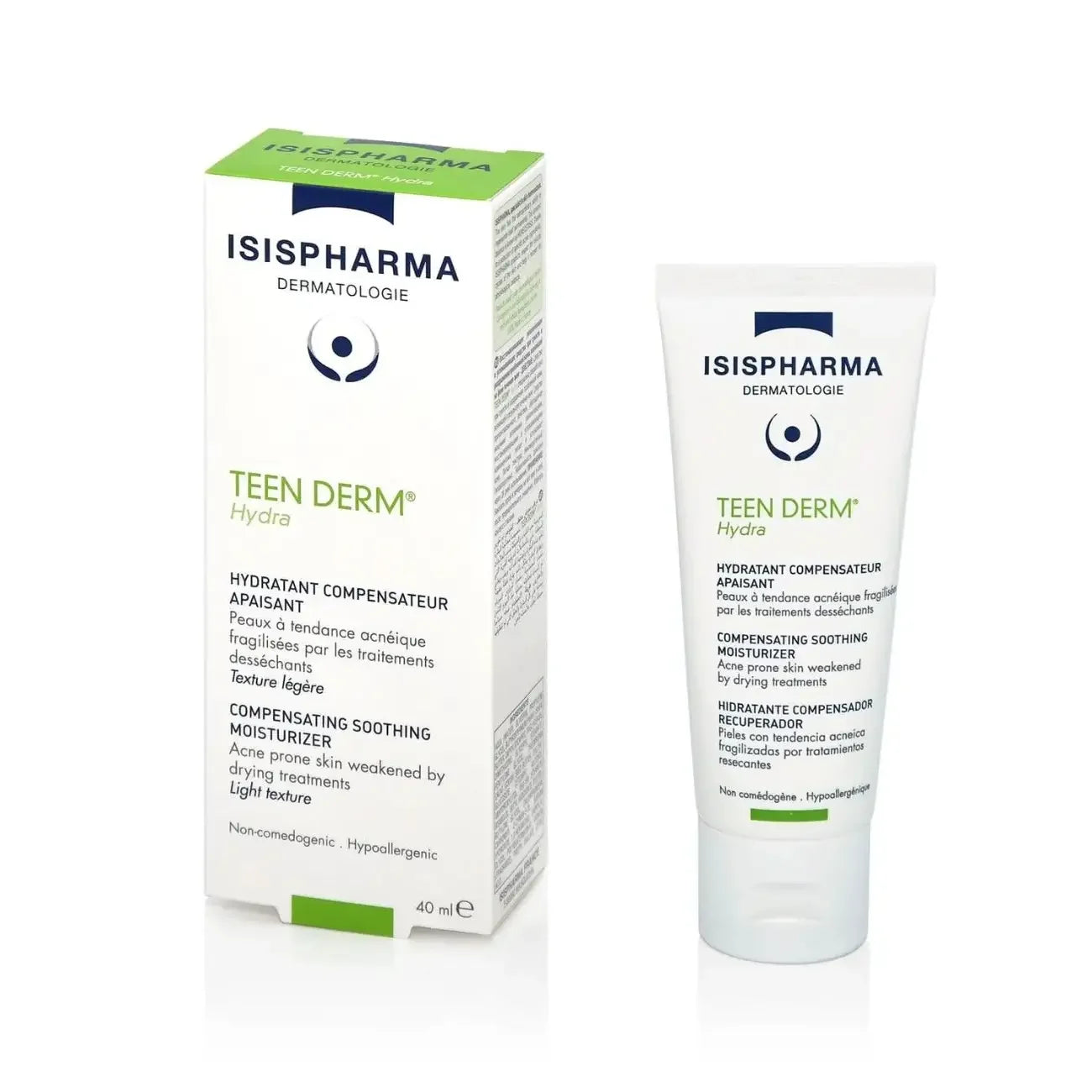 Isispharma Teen Derm Hydra Compensating Soothing Moisturizer Cream | Moisturizer for Acne, Sensitive & Dry Skin |Compensating Soothing Formula for Treatment-Damaged Skin | 40ml