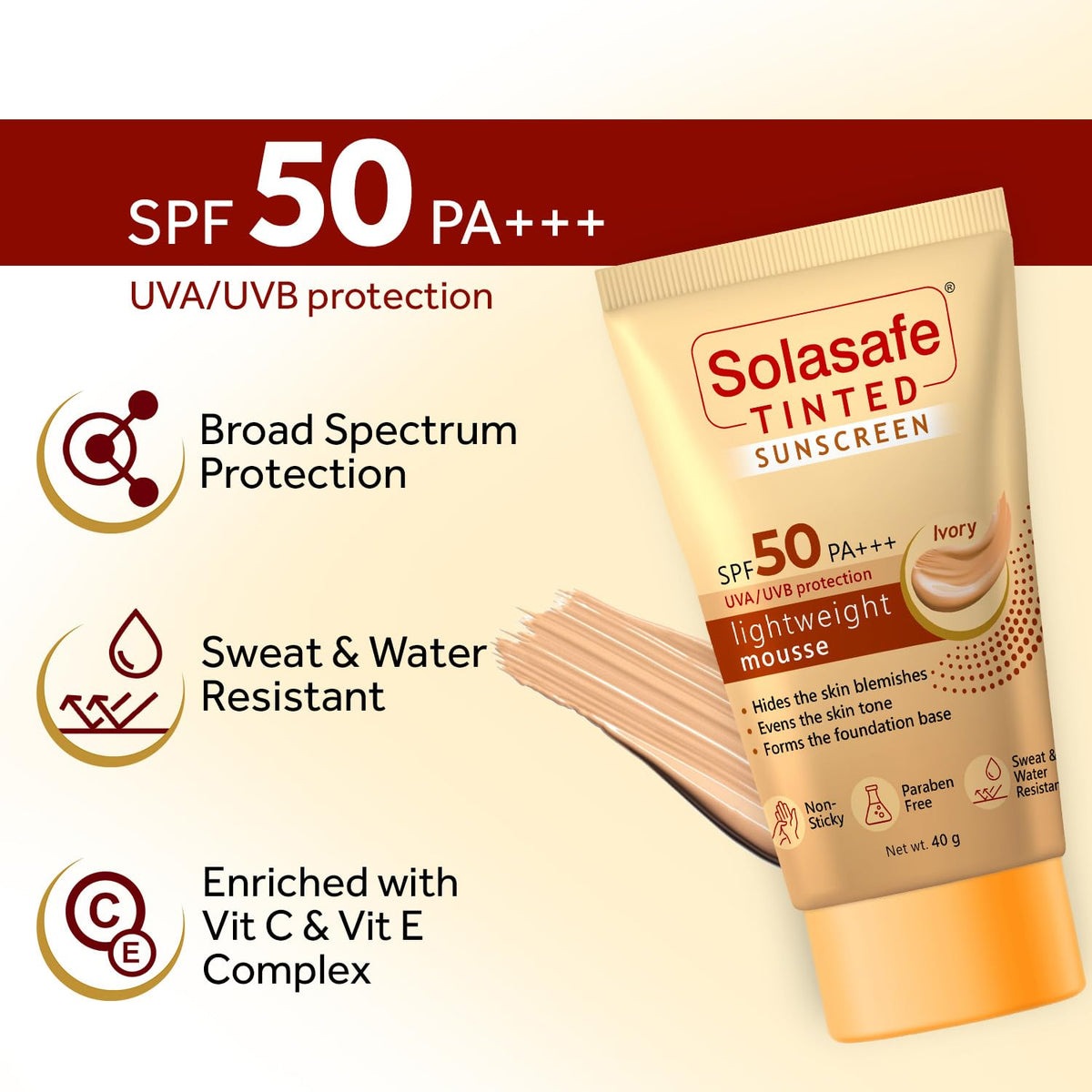 Regaliz Solasafe Tinted Sunscreen SPF 50 | Broad Spectrum Sun Protection & Skin Tone Corrector | Lightweight Formula | Suitable for All Skin Types | - Skiynse Dermatologique