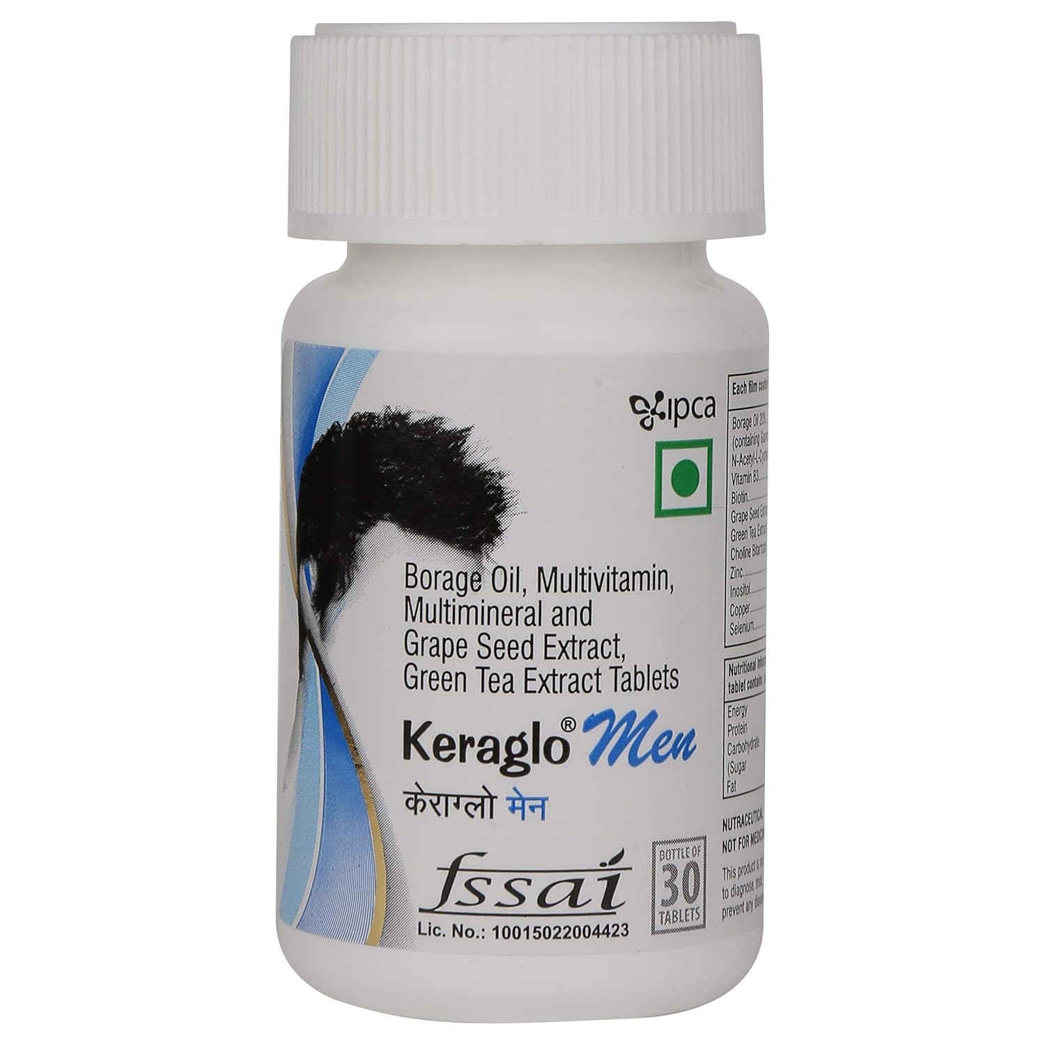 Keraglo Men Hair Growth Tablets, 30 Teblets – Revolutionary Gender Based Formulae – Nourishes Scalp, Supports Hair Follicles & Strengthens Strands – Hair Supplements