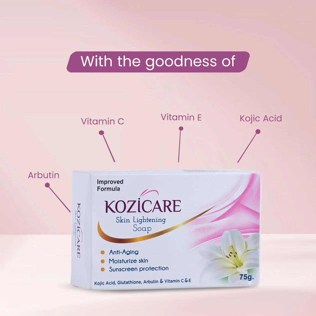 Kozicare Kojic Acid Soap Bar | Glutathione Soap | Soaps For Bath | Bath Soap Combo Offers | Anti Aging Properties & Glow | Bath Soap for Men & Women | Moisturize Skin & Excess Oil Control - Pack of 3