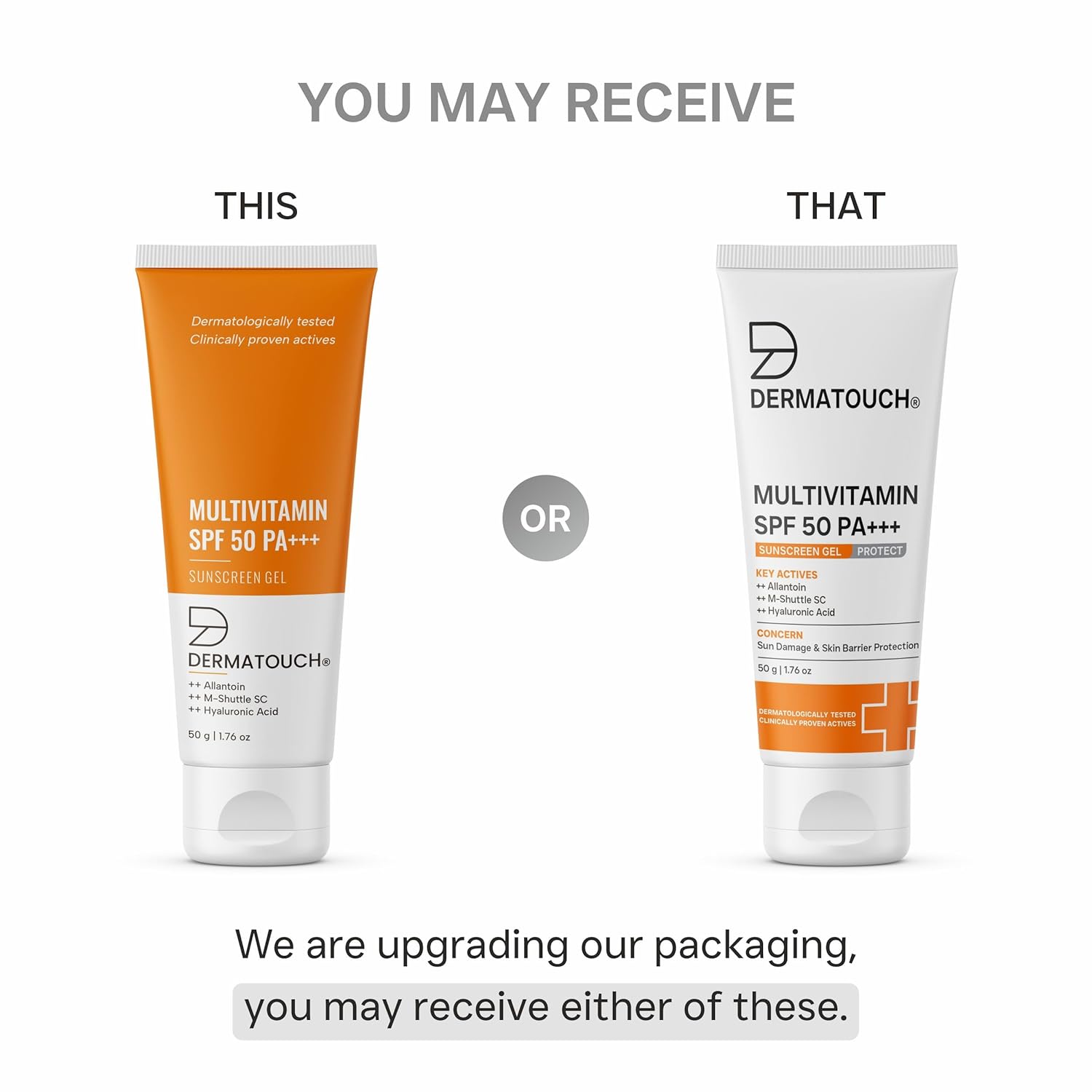 DERMATOUCH Multivitamin SPF 50 Pa+++ Sunscreen Gel For All Skin Types | Uva-Uvb Protection |Zero White Cast | Unisex ( Pack of 2 )
