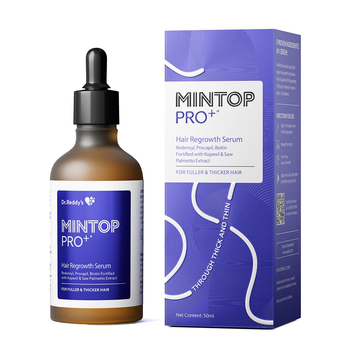 Mintop Pro Plus| Hair Regrowth Serum by Dr Reddys|Fortified with Redensyl, Procapil, Biotin and Copexil| Proven Hair Fall Control| Scalp Nutrition| 50 Ml