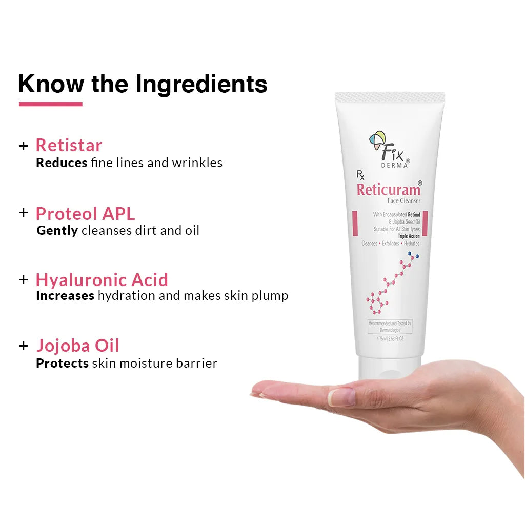 Reticuram Face Cleanser, 75g | Triple Action Formula to Cleanse + Exfoliate + Hydrate the Skin