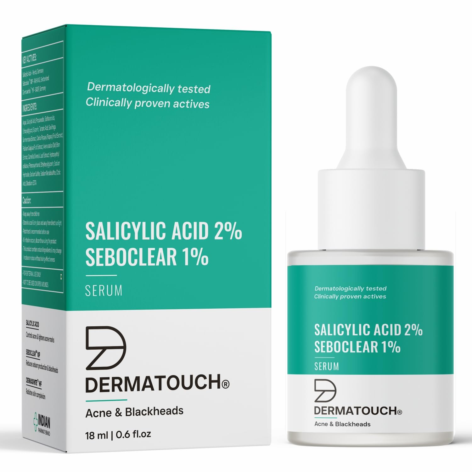 DERMATOUCH Salicylic Acid 2% Seboclear w/w 1% Face Serum | For Acne & Blackheads | Specially for Acne-prone & Oily Skin