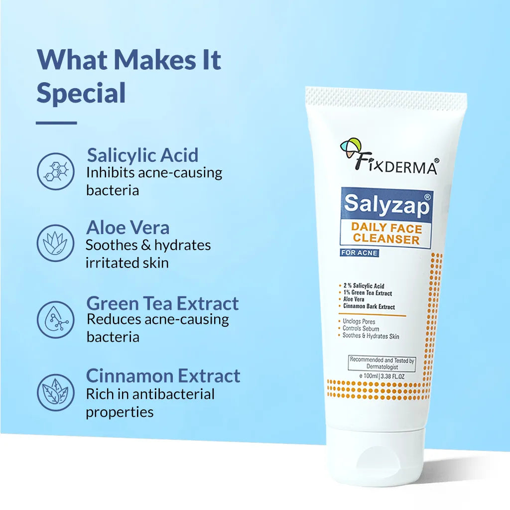 Salyzap Daily Face Cleanser | Non-Drying Cleansing Formula for Clear, Acne-Free Skin