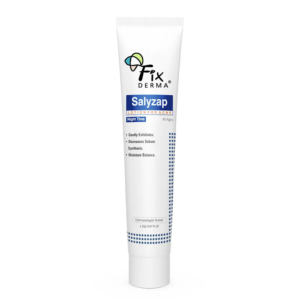 Salyzap Lotion Night time, with Salicylic Acid Helps in Moisture Balance, For acne scars, pimples, Unclogs pores, Exfoliator, Soothes redness, Suitable for Oily and Acne-Prone skin, 20ml