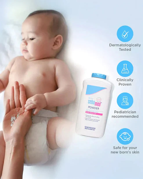 Sebamed Baby Powder| Olive Oil, Allantoin|Keeps newborn’s skin fresh|absorbs sweat