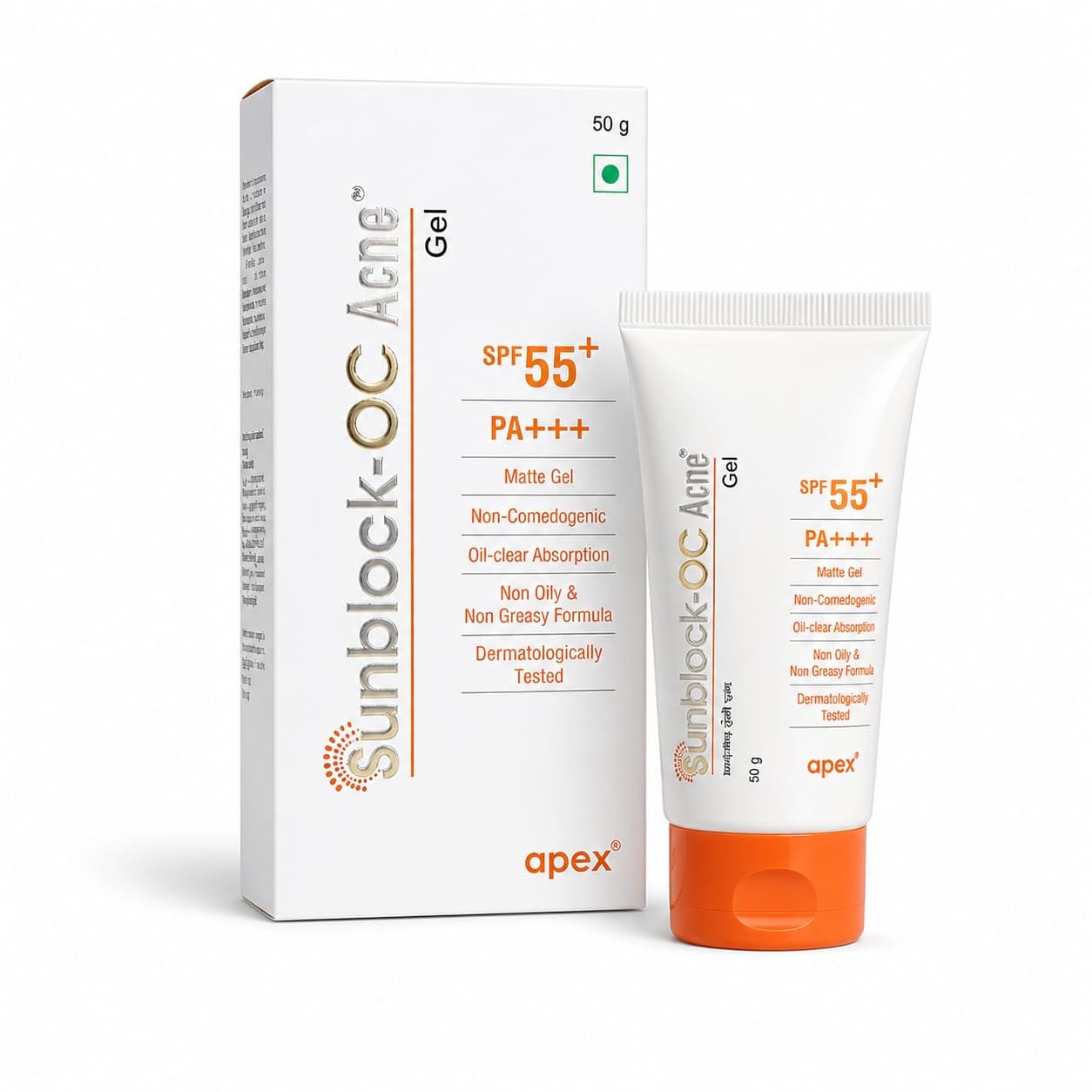 Sunblock OC Acne Gel Oil Control Sunscreen SPF 55 PA+++ | Matte Finish Gel | Lightweight Non-Greasy Formula | Daily Sun Care | 50 g