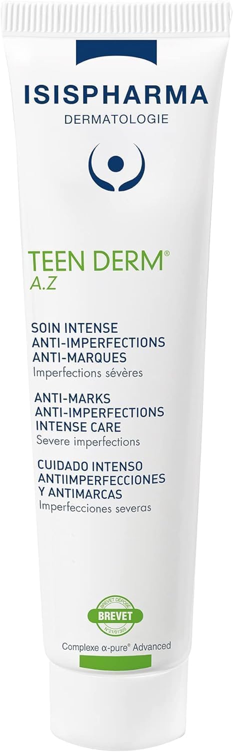 Isispharma Teen Derm A.Z. - Triple Action Anti-Imperfections, Anti-Markings, Ultra Soothing, Combination Skin to Oily Skin - With 15% Azelaic Acid, 30 ml
