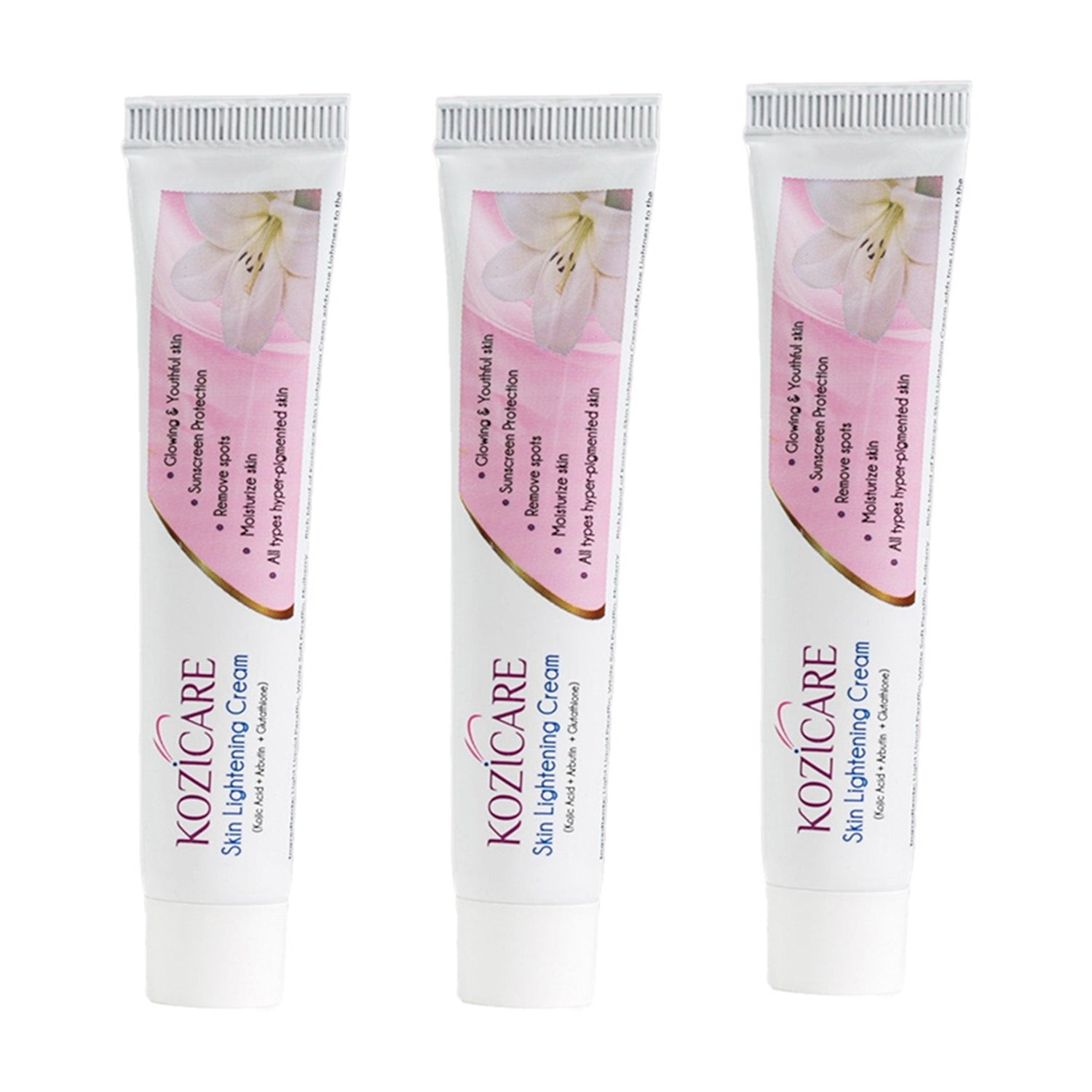 Kozicare Kojic Acid Cream, Glutathione Cream with Niacinamide | Face Cream For Glowing Skin | Dark Spot & Tan Removal Cream | Face Cream for Men & Women | Lightweight & Non Greasy - 15 Gm (Pack of 3)