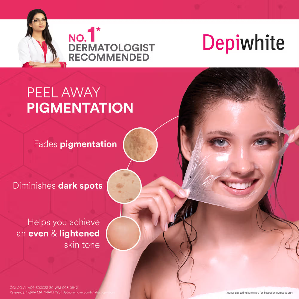 Depiwhite Peel-Off Mask For Reducing Dark Spots & Pigmentation |Face Mask For Glowing Skin | Helps in Skin Brightening & Lightening | 40ml