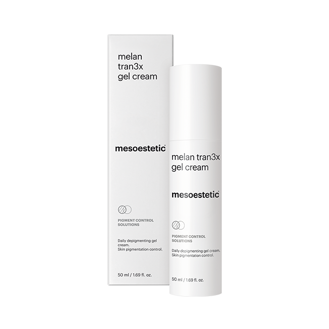 Melan Tran3x Gel Cream by Mesoestetic 50ml/1.69 fl. oz. (Daily depigmenting gel cream for skin pigmentation control)