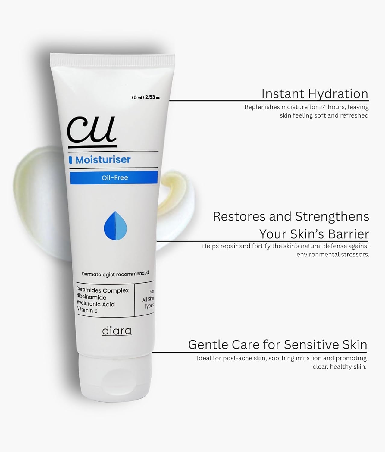 Cu Oil Free Moisturizer 75 ml| Dermatologist Recommended | Suitable For All SKin Types - Skiynse Dermatologique