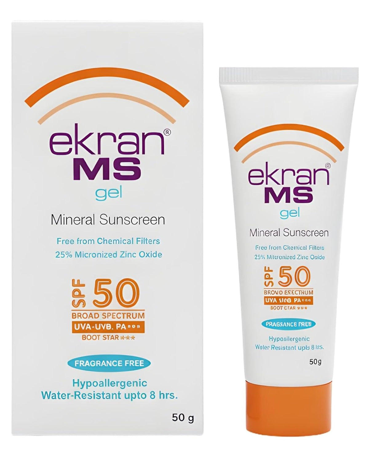 Ekran MS Mineral Sunscreen Gel SPF 50 PA+++ | 25% Micronized Zinc Oxide | Fragrance-Free, Hypoallergenic, Water-Resistant up to 8 Hours – 50g - Skiynse Dermatologique