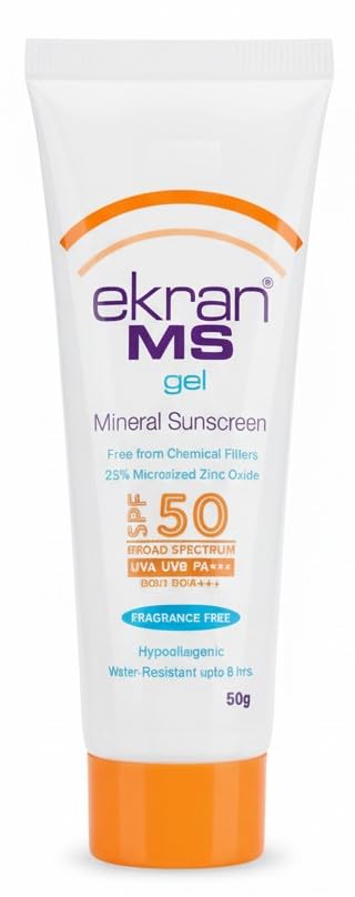 Ekran MS Mineral Sunscreen Gel SPF 50 PA+++ | 25% Micronized Zinc Oxide | Fragrance-Free, Hypoallergenic, Water-Resistant up to 8 Hours – 50g - Skiynse Dermatologique