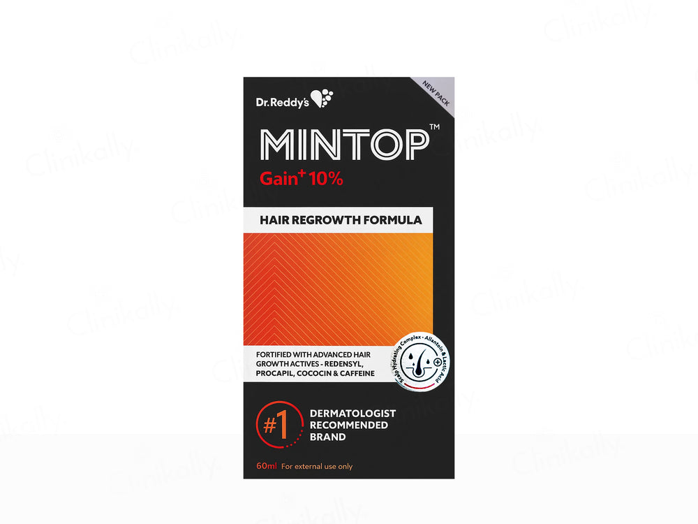 Mintop Gain+10 Topical - Bottle of 60ml Solution with Minoxidil and Finasteride